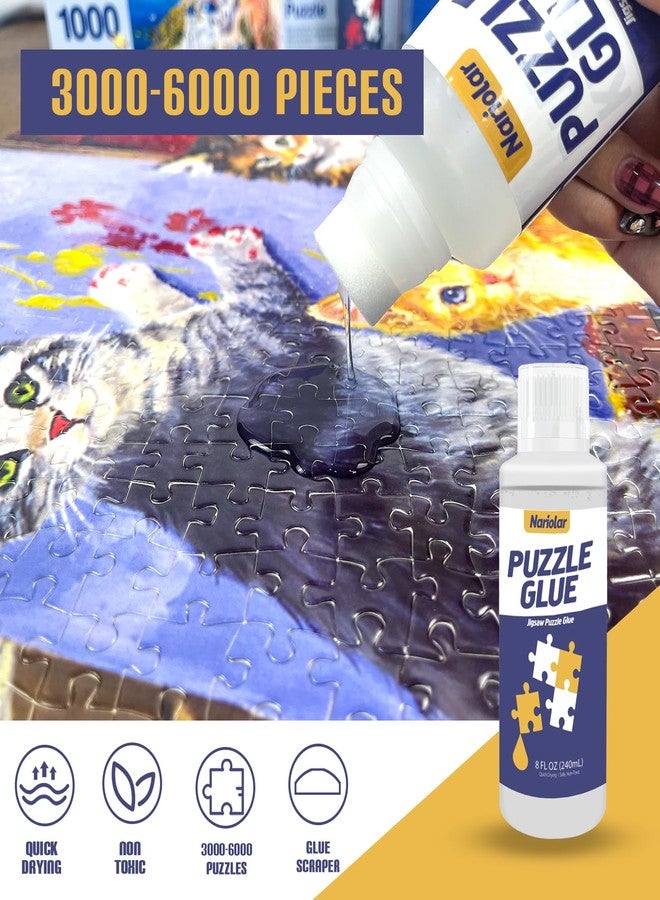 Nariolar Puzzle Glue Clear 8 Oz (240ml) with Applicator, Jigsaw Puzzle Glue for 1000/3000/6000 Pieces, Framing Puzzles, Quick Drying - Image 2